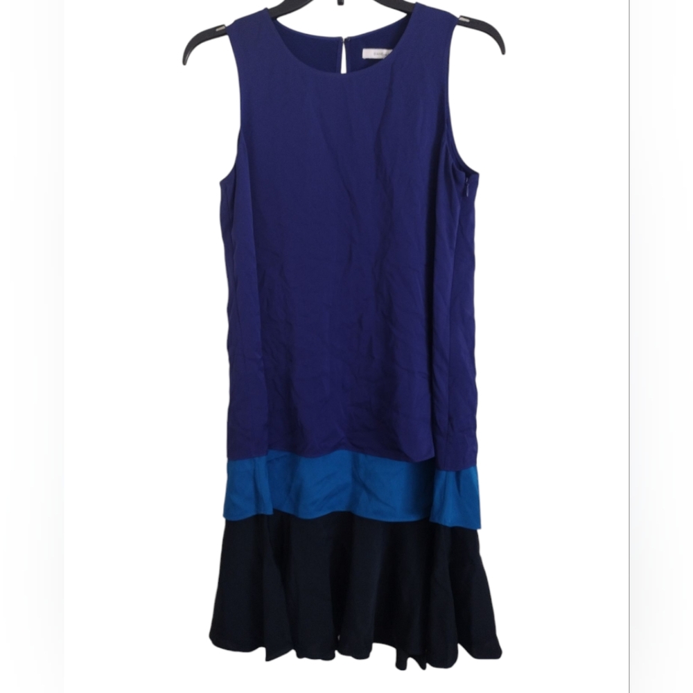 Diane Von Furstenberg NWT Liza tiered blue silk spandex dress size Petite